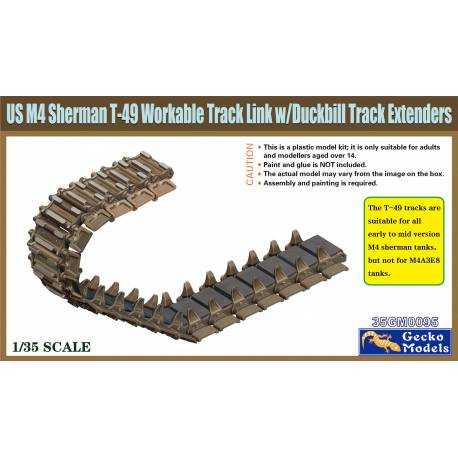 US M4 Sherman T-49 Workable Track Link w/ Duckbill Track Extenders