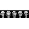 5 heads German WW2 covered helmets 
