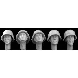 5 heads German WW2 covered helmets 
