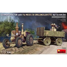 GERMAN TRACTOR with Fla-MG151/20 DRILLINGSLAFETTE Auf Sd.Anh.Ost