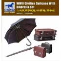 WWII Civilian Suitcase with Umbrella Set