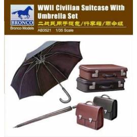 WWII Civilian Suitcase with Umbrella Set