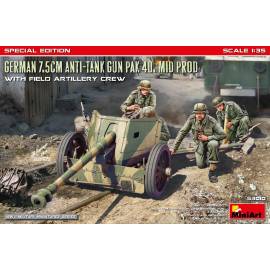 GERMAN 7.5CM ANTI-TANK GUN PAK 40. MID PROD with FIELD ARTILLERY CREW SPECIAL EDITION