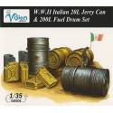 WWII Italian 20L Jerry Cans & 200L Fuel Drum Set