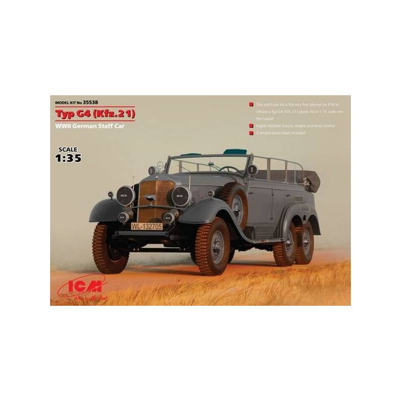 Modellino Macchina Tipo G4 (kfz.21) Seconda Guerra Mondiale Tedesco Staff, ICM