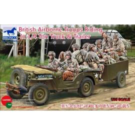 British Airborne Troops Riding in 1/4 ton Truck and Trailer 