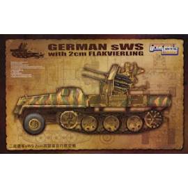 SEMI CHENILLE LOURD ALLEMAND sWS avec CANON ANTI AERIEN 2cm FLAKVIERLING 1944/1945 