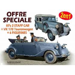 ENSEMBLE WEHRMACHT - Kfz2 STAFF CAR + VK170 TOURENWAGEN + 6 FIGURINES