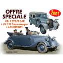 ENSEMBLE WEHRMACHT - Kfz2 STAFF CAR + VK170 TOURENWAGEN + 6 FIGURINES