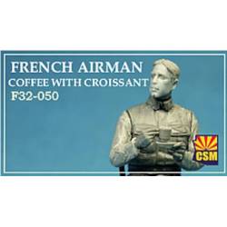 French airman coffee with croissant