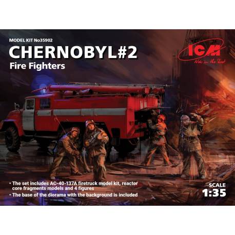 Chernobyl 2. Fire Fighters (AC-40-137A firetruck  4 figures diorama base with background)