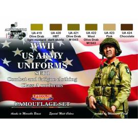 WWII US ARMY UNIFORMS COLOURS SET-1 6x 22ml acrylic colours 