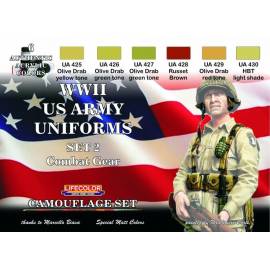WWII US ARMY UNIFORMS COLOURS SET-2 6x 22ml acrylic colours 