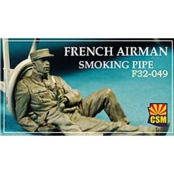 French Airman Smoking Pipe