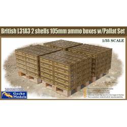 British L31A3 2 shells 105mm ammo boxes w/Pallet Set