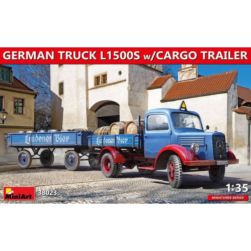 Modello Camion Tedesco L1500s Con Rimorchio Cargo Miniart 38023 1/35