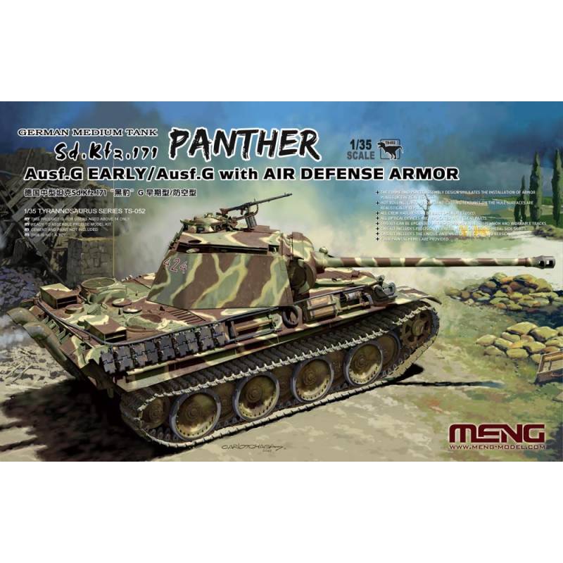 Modello Panther Ausf.G Meng 1/35 Con Protezione Antiaerea. Carro Medio Tedesco
