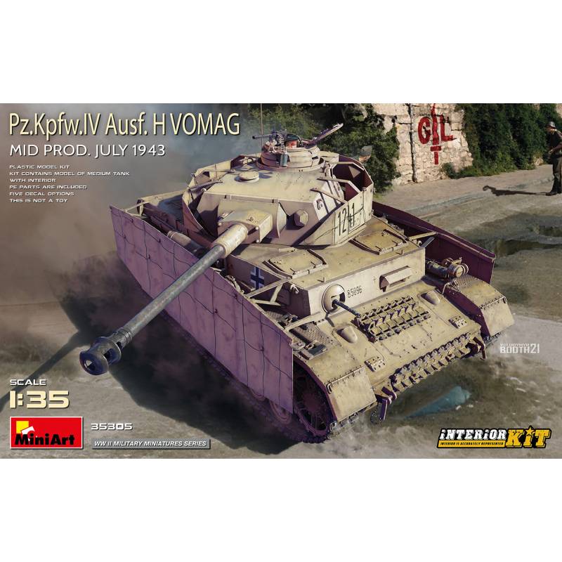 Miniart Maquette Pz.kpfw.IV Ausf.H 1/35 Interno Completo Carro Tedesco 1943 M