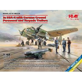 Ju 88A-4  with German Ground Personnel and Torpedo Trailers