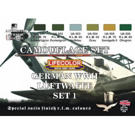 Peintures maquette GERMAN WWII LUFTWAFFE SET 1|LIFECOLOR|LCCS06|6x 22ml acrylic colours