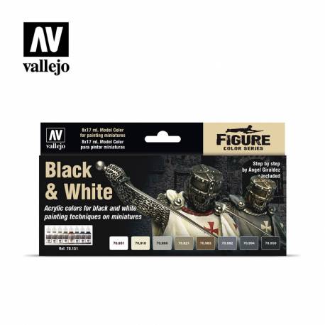 KIT DE PEINTURE BLACK & WHITE | 8 X 17ML | VALLEJO | 70151