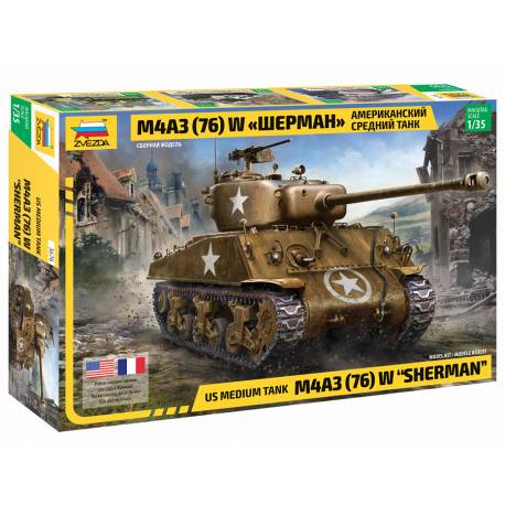 Maquette char US medium tank M4A3 (76) W "SHERMAN"|ZVEZDA|3676|1:35