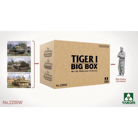 TIGER I BIG BOX Mid, Late, Mid (Otto Carius) & 1/16 Otto Carius figure