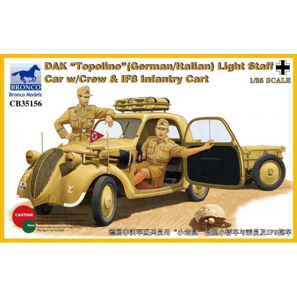 DAK “Topolino” Light Staff Car With Crew And IF8 Infantry Cart