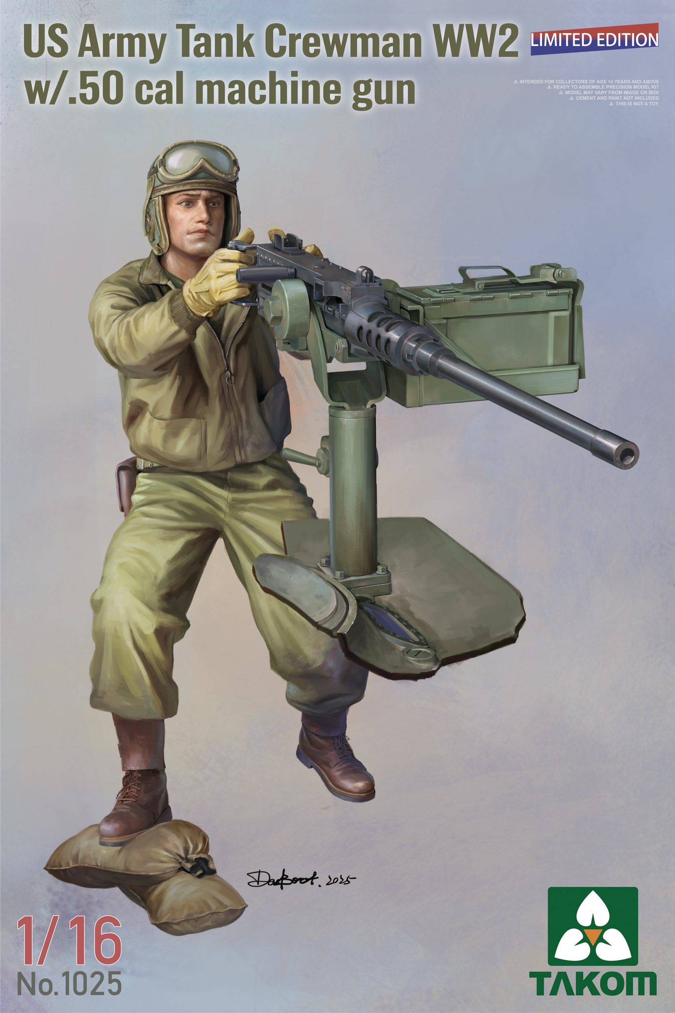 US Army Tank Crewman WW2 w/.50 cal machine gun