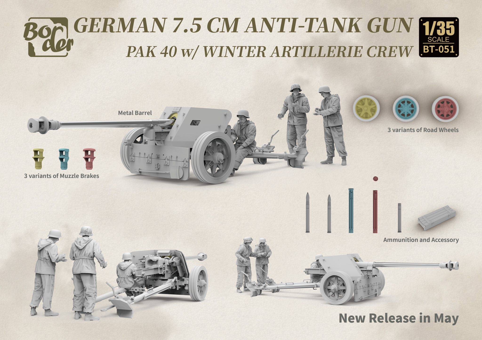 German 7.5cm Anti-Tank Gun PaK 40 w/Winter Artillery Crew – Image 5