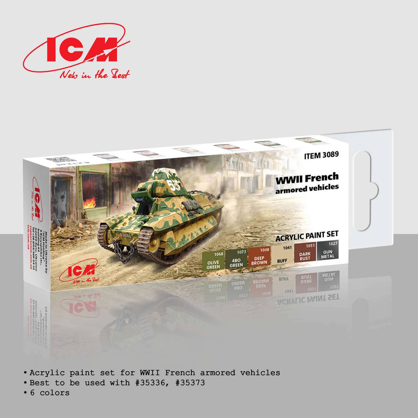 Acrylic paint set for WWII French armored vehicles