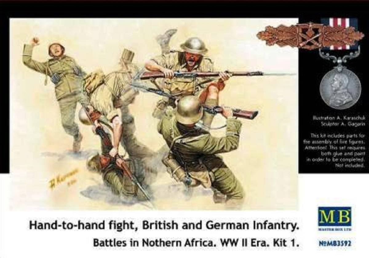 Hand –to-hand fight, British and German Infantry. Battles in north Africa. WWII era. Kit 1
