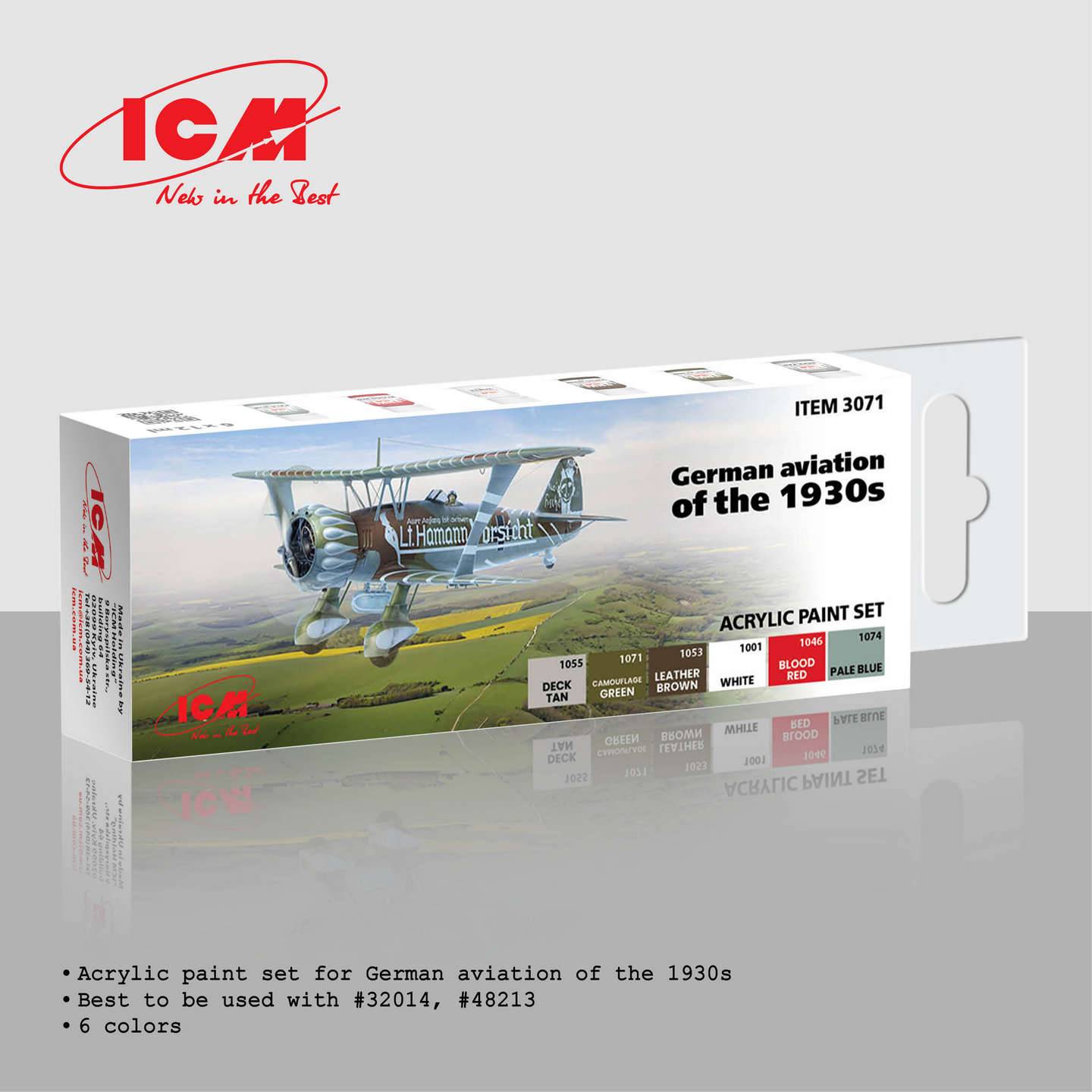 Acrylic paint set for German aviation of the 1930s