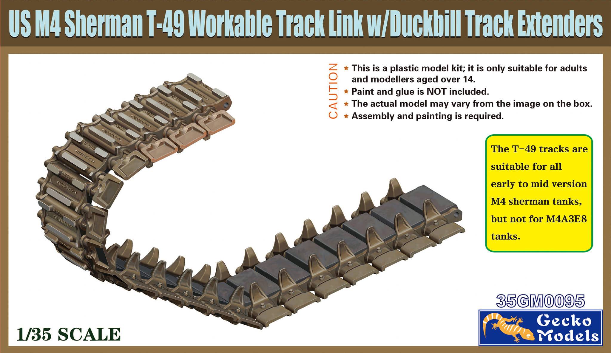 US M4 Sherman T-49 Workable Track Link w/ Duckbill Track Extenders