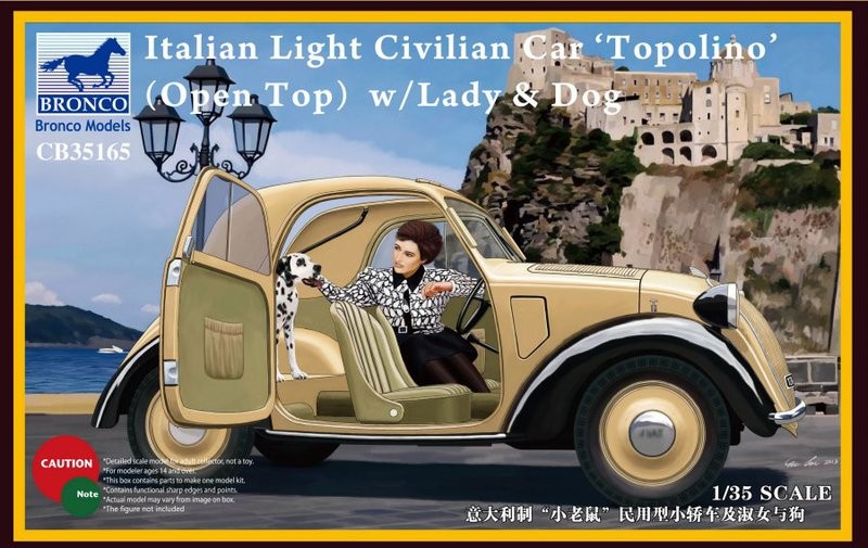 ITALIAN LIGHT CIVILIAN CAR OPEN TOP WIHT LADY AND DOG