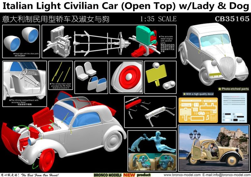 ITALIAN LIGHT CIVILIAN CAR OPEN TOP WIHT LADY AND DOG – Image 2
