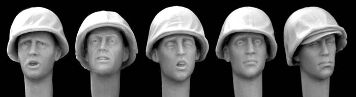 5 US Heads with early type USMC M1 Helmet covers WWII