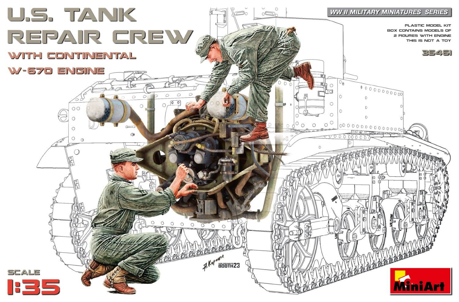 U.S. TANK REPAIR CREW WITH CONTINENTAL W-670 ENGINE