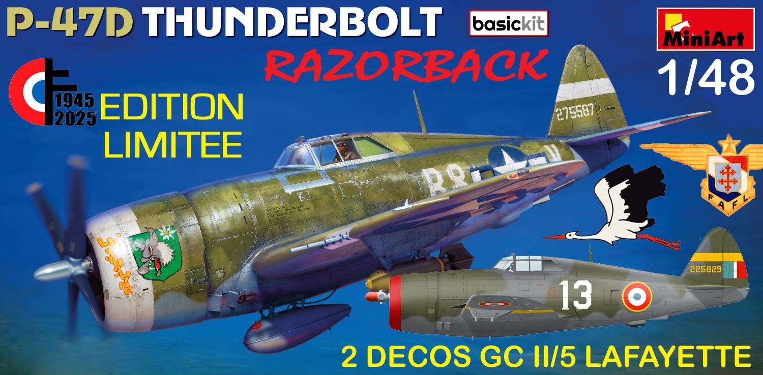 P-47D Thunderbolt RAZORBACK Basic Kit aux couleurs des FORCES AERIENNES FRANCAISES