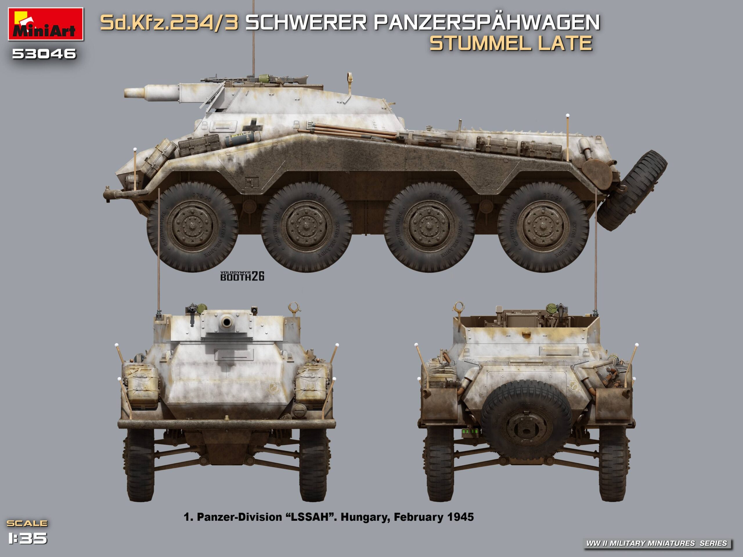 Sd.Kfz.234/3 SCHWERER PANZERSPÄHWAGEN. STUMMEL LATE – Image 3