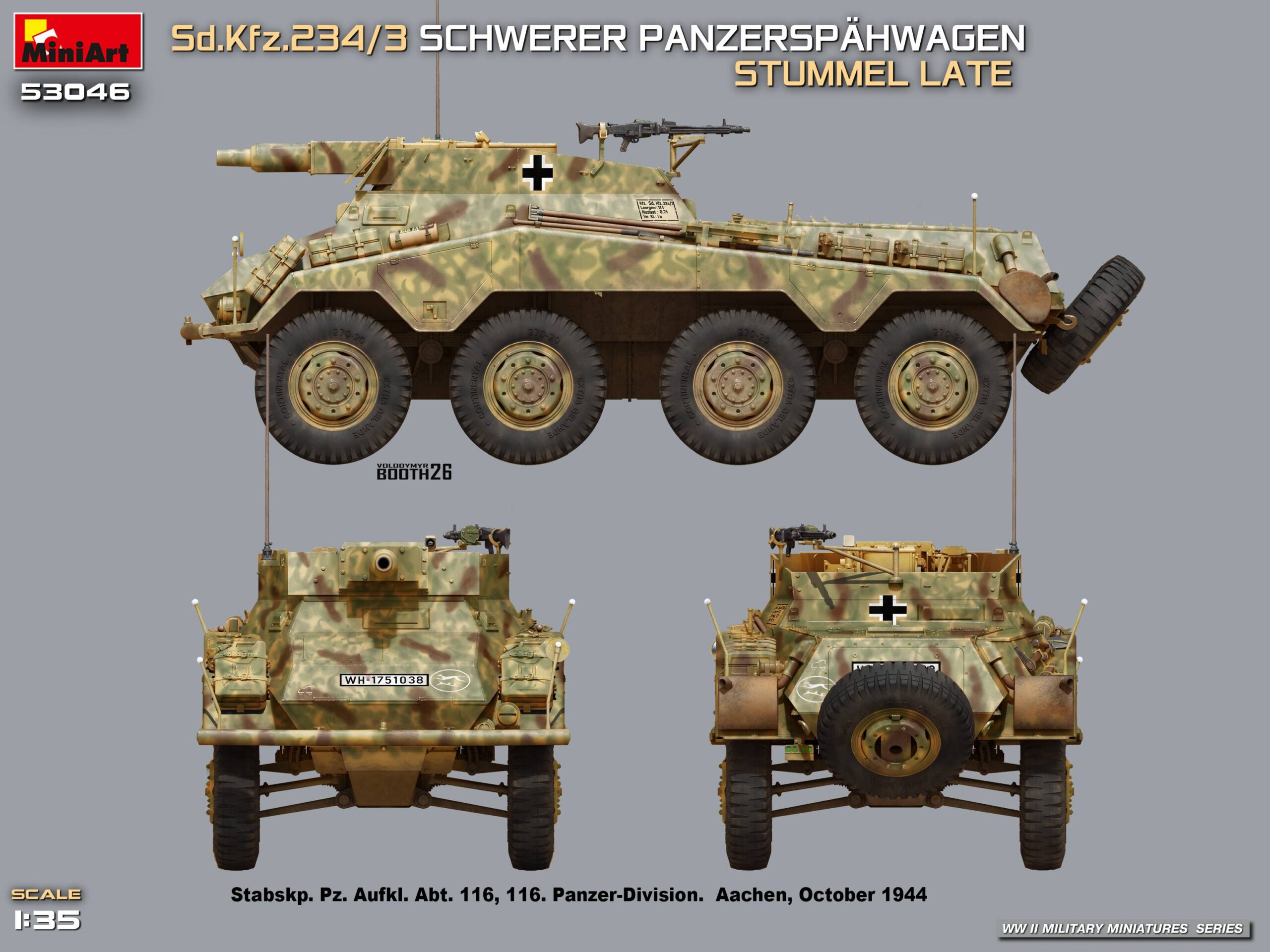 Sd.Kfz.234/3 SCHWERER PANZERSPÄHWAGEN. STUMMEL LATE – Image 4