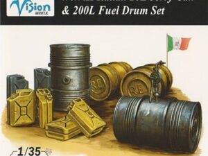 WWII Italian 20L Jerry Cans & 200L Fuel Drum Set