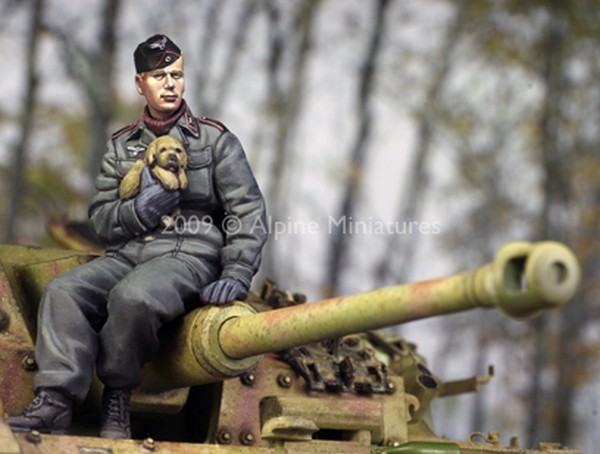German Panzer Crew with Puppy