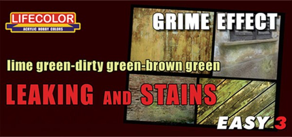 Leaking and stains lime-dirty-brown green