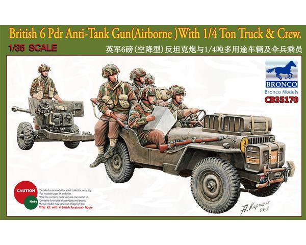 British 6 Pdr Anti-Tank Gun (Airborne) with 1/4 Ton Truck & Crew