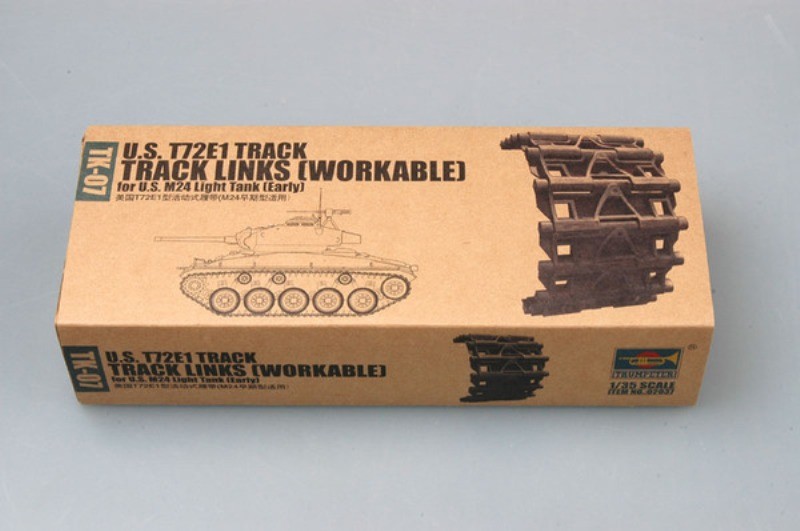 SET DE CHENILLES T-72E1 ACIER P/ CHARS LEGERS US M24 2E GM