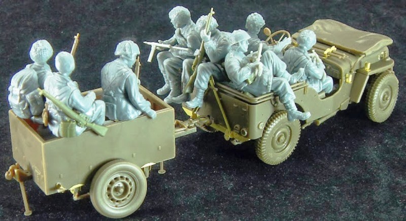 British Airborne Troops Riding in 1/4 ton Truck and Trailer – Image 3