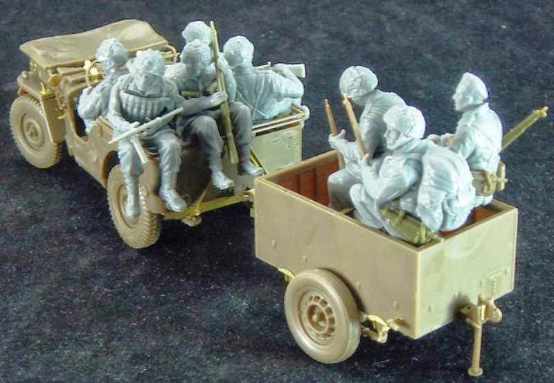 British Airborne Troops Riding in 1/4 ton Truck and Trailer – Image 4