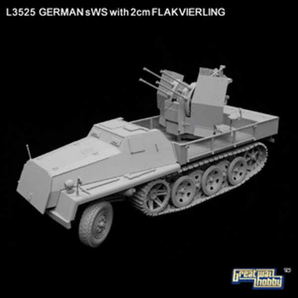 SEMI CHENILLE LOURD ALLEMAND sWS avec CANON ANTI AERIEN 2cm FLAKVIERLING 1944/1945 – Image 2