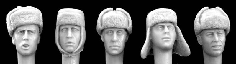 5 heads german WW2 winter caps